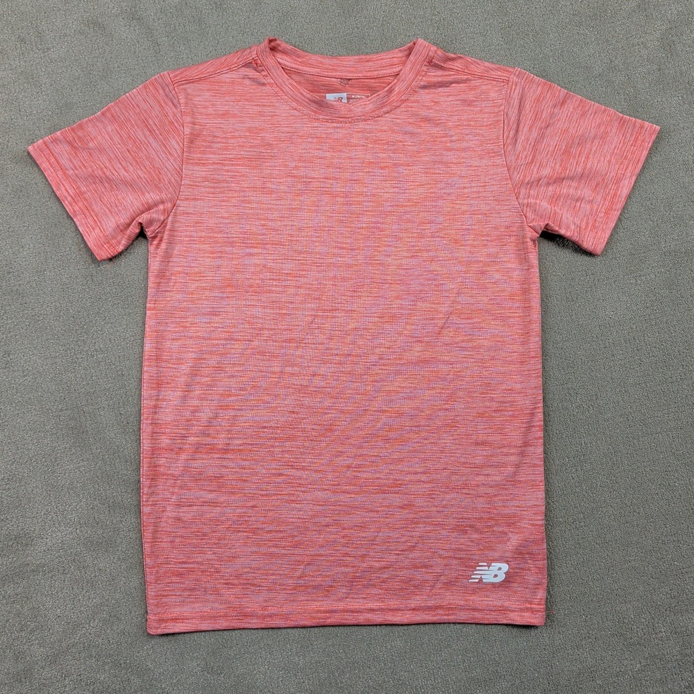 New Balance Size M 10/12 Kids Heathered Coral Pink Short Sleeve Performance Tee